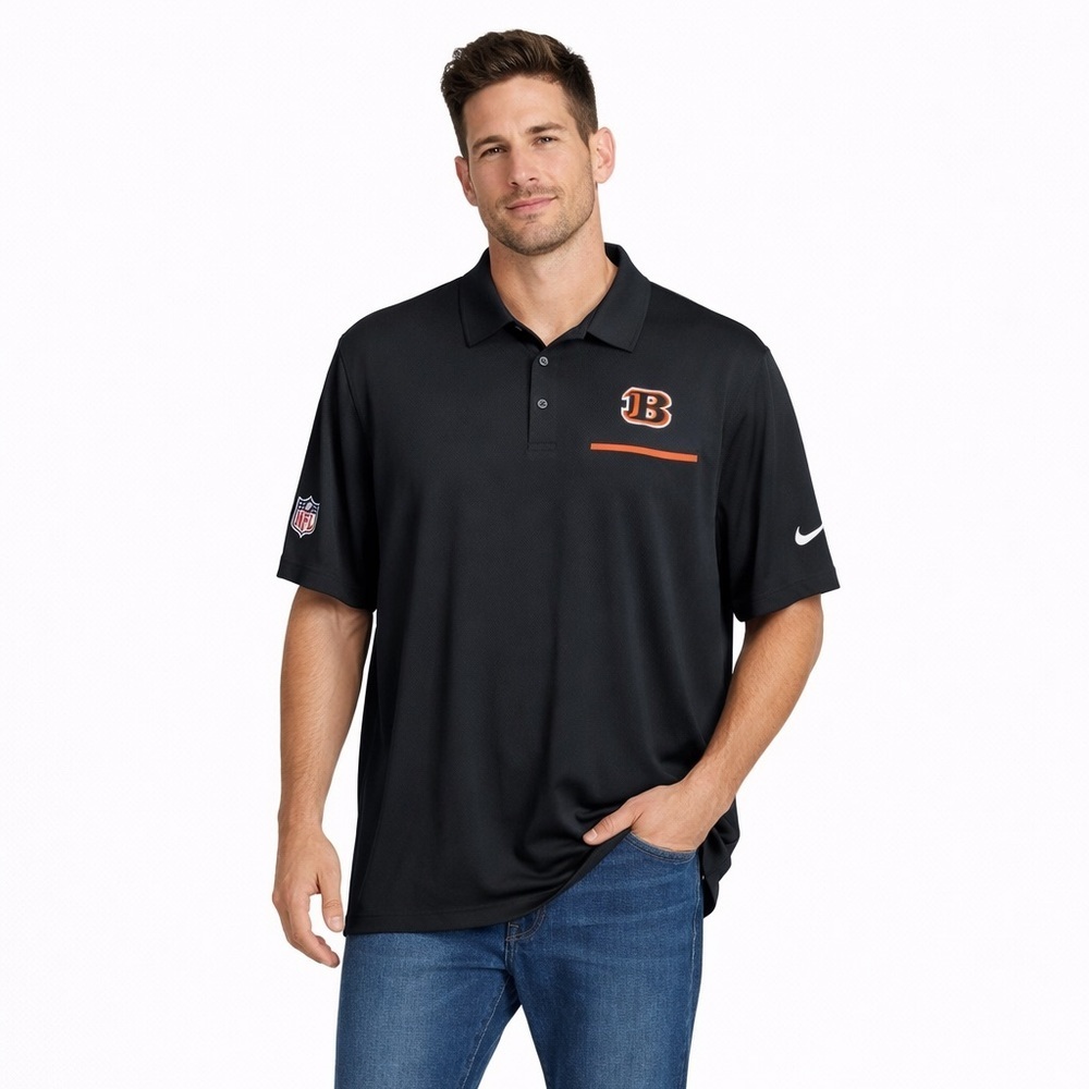 Nike Cincinnati Bengals NFL Polo Shirt Black Logo Mens 3XL Dri-Fit